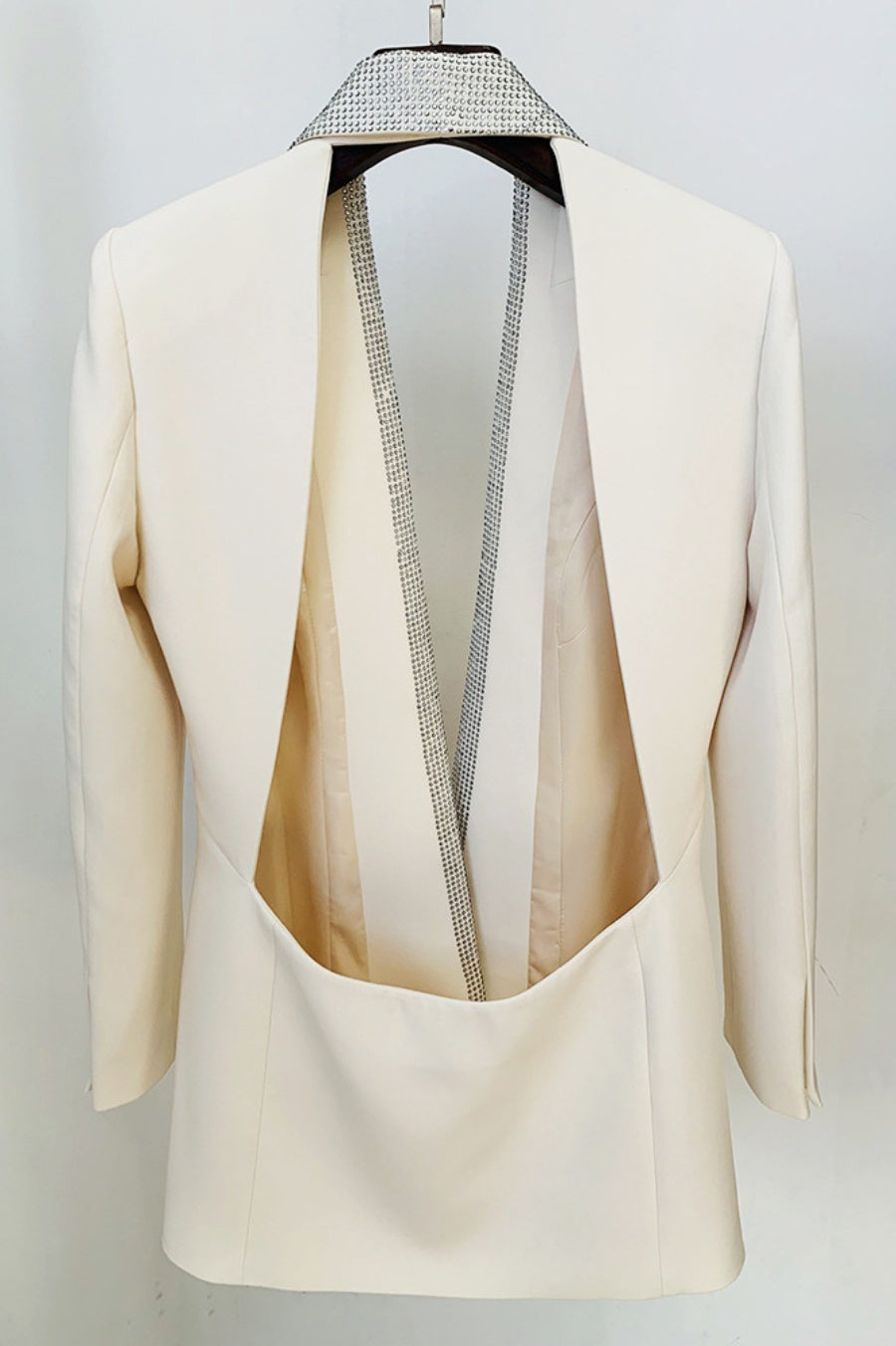 Flowering Girl Women Scarlett Crystal Embellished Cutout Blazer Dress - White