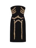 yuri Skeleton tassel embellished Bustier mini Dress in black