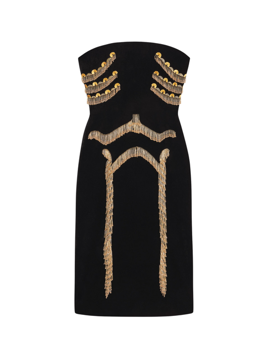 yuri Skeleton tassel embellished Bustier mini Dress in black