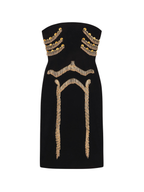 Yuri Skeleton Tassel Embellished Bustier Mini Dress In Black