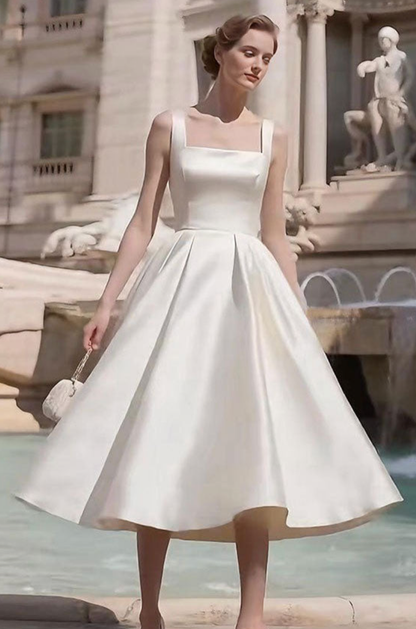 Sharon Minimalist Spaghetti Strap Midi Dress - Off-White