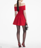 Flowering Girl Women Red Knit Bow Mini Dress