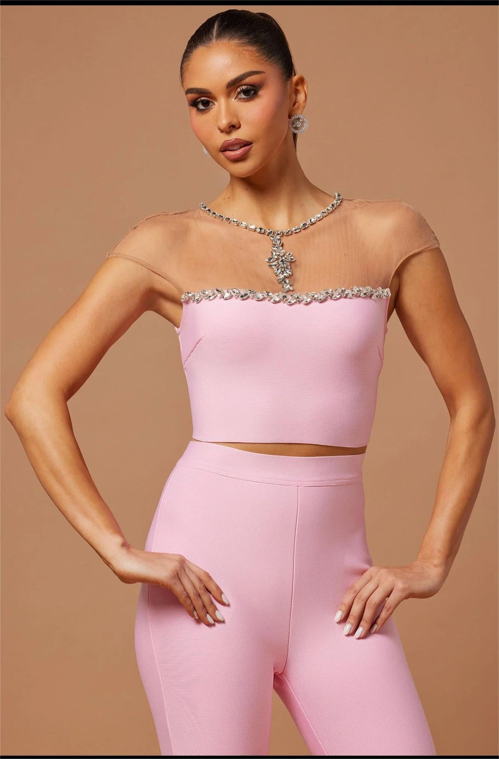 Flowering Girl Women Bandage Pant & Top Suit In Pink