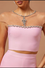 Flowering Girl Women Bandage Pant & Top Suit In Pink