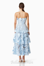 Flowering Girl Women Selene 3D flower Tiered Maxi Dress In Blue