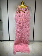 Sparkly Mesh See Through Maxi Dress In Pink