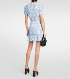 Flowering Girl Women Blue Lace Peplum Mini Dress
