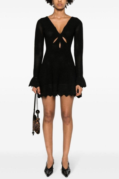 Flowering Girl Women Laura Black Cut-Out Knit Mini Dress