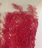 Flowering Girl Women RED FLORAL LACE EMBROIDER MIDI DRESS