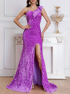 Flowering Girl Women Sequined Sparkly Pageant Dress