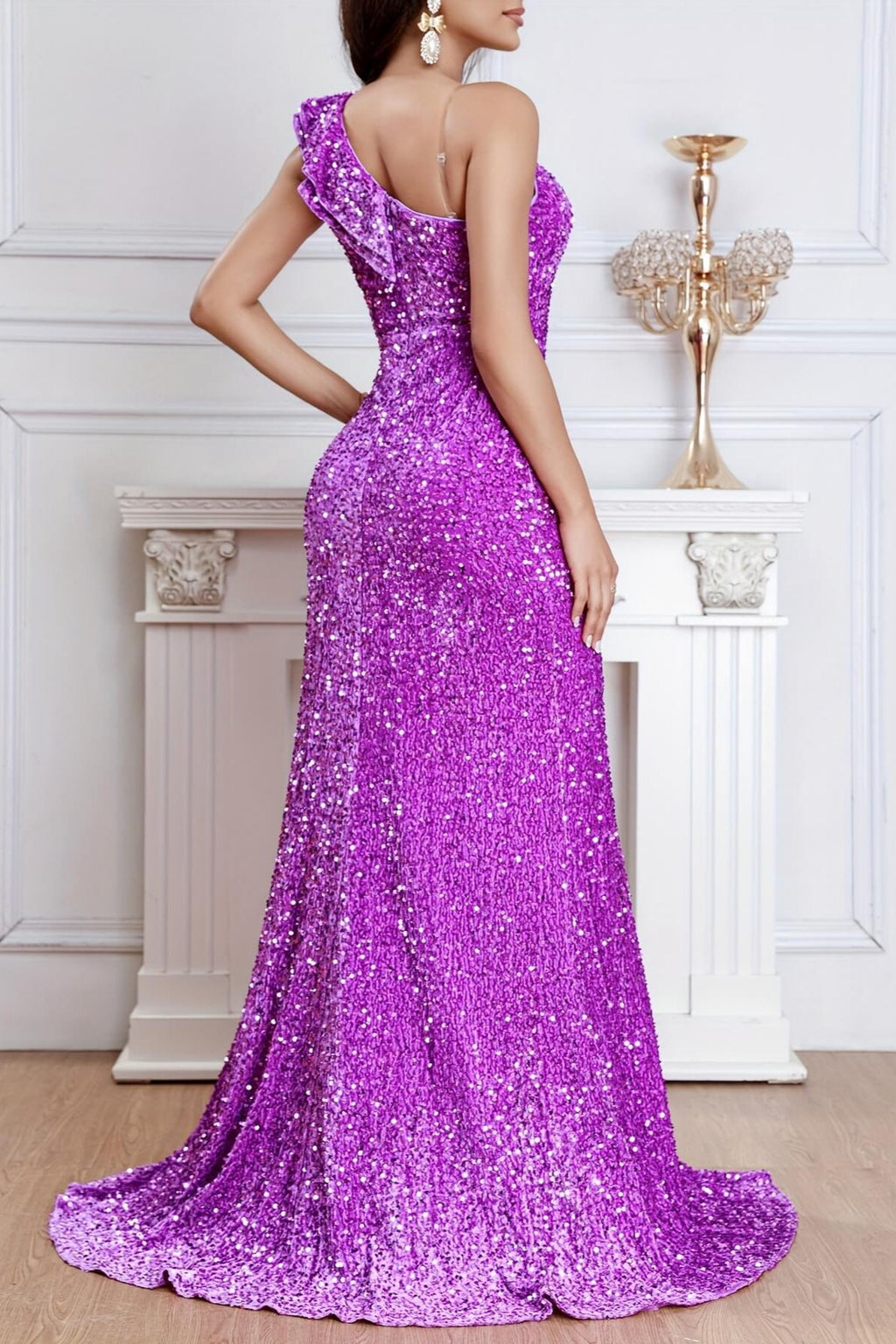 Flowering Girl Women Sequined Sparkly Pageant Dress
