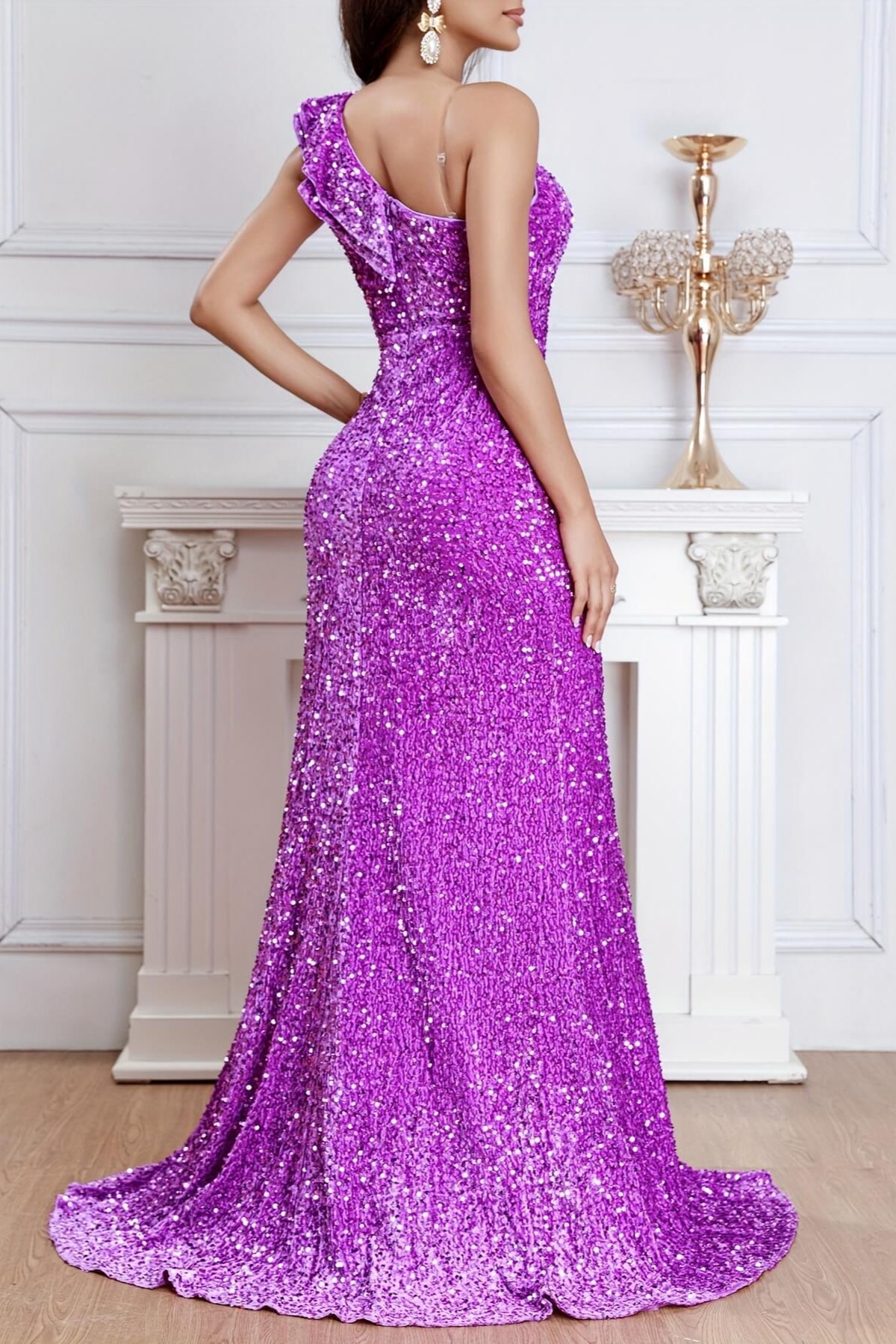 Flowering Girl Women Sequined Sparkly Pageant Dress