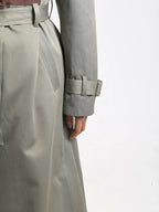 Flowering Girl Women Belted Blazer Trench Coat in Brown Gray
