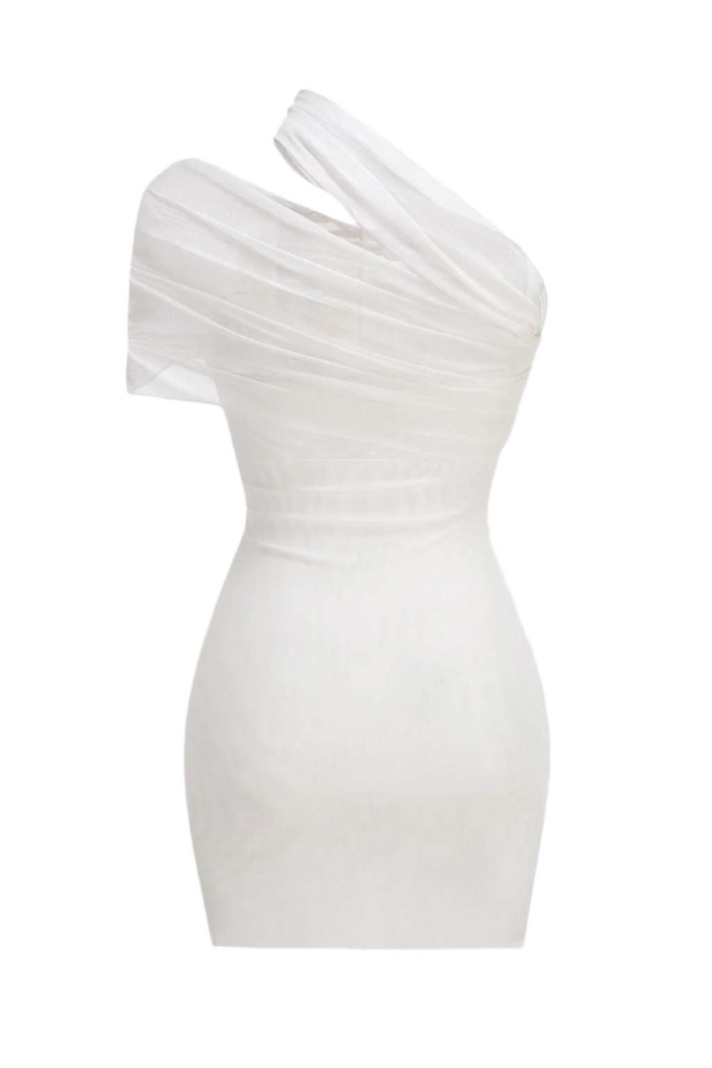 Flowering Girl Women One Shoulder Floral Mesh Ruched Mini Dress