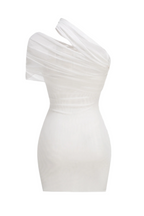 Flowering Girl Women One Shoulder Floral Mesh Ruched Mini Dress