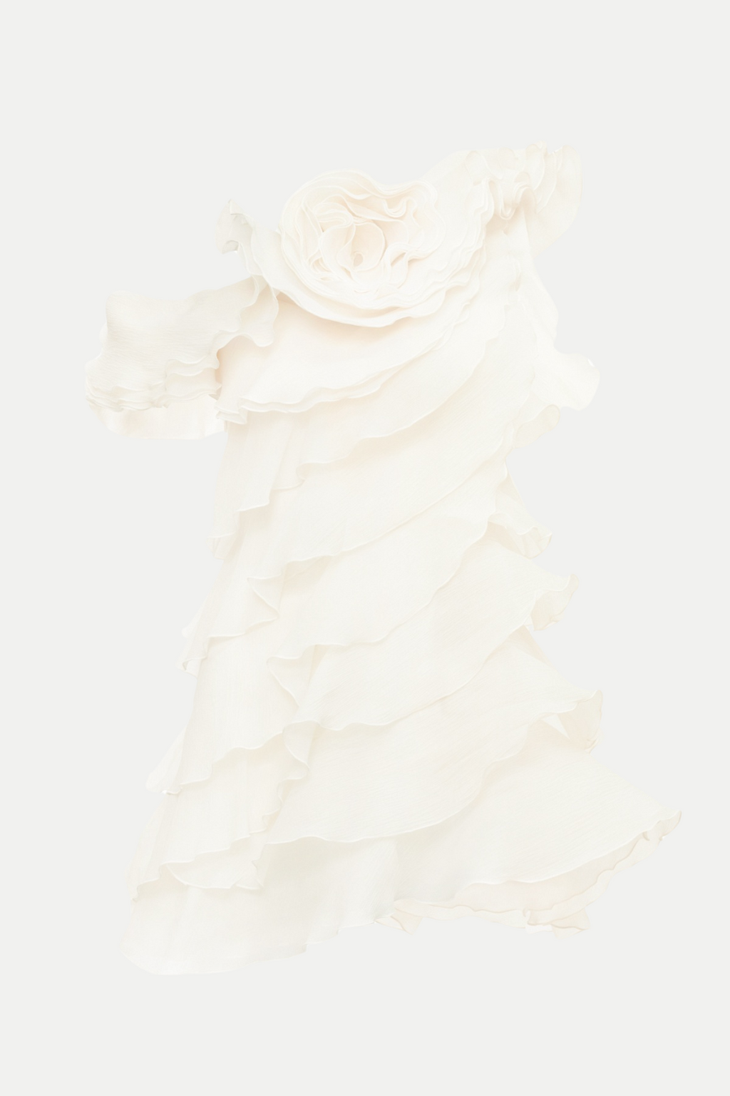 Flowering Girl Women Shelyn Flower One Shoulder Ruffle Mini Dress - Beige