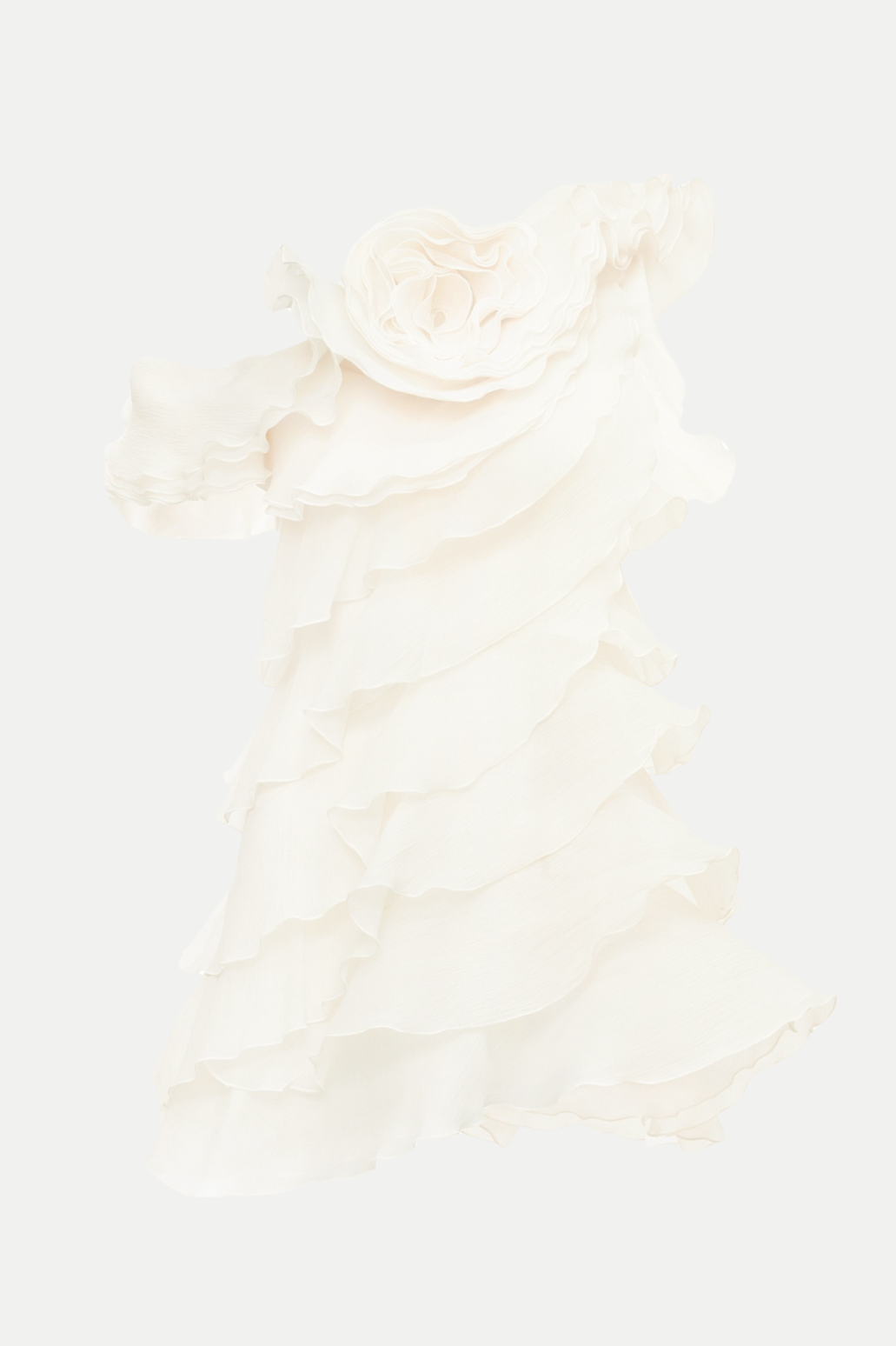Flowering Girl Women Shelyn Flower One Shoulder Ruffle Mini Dress - Beige