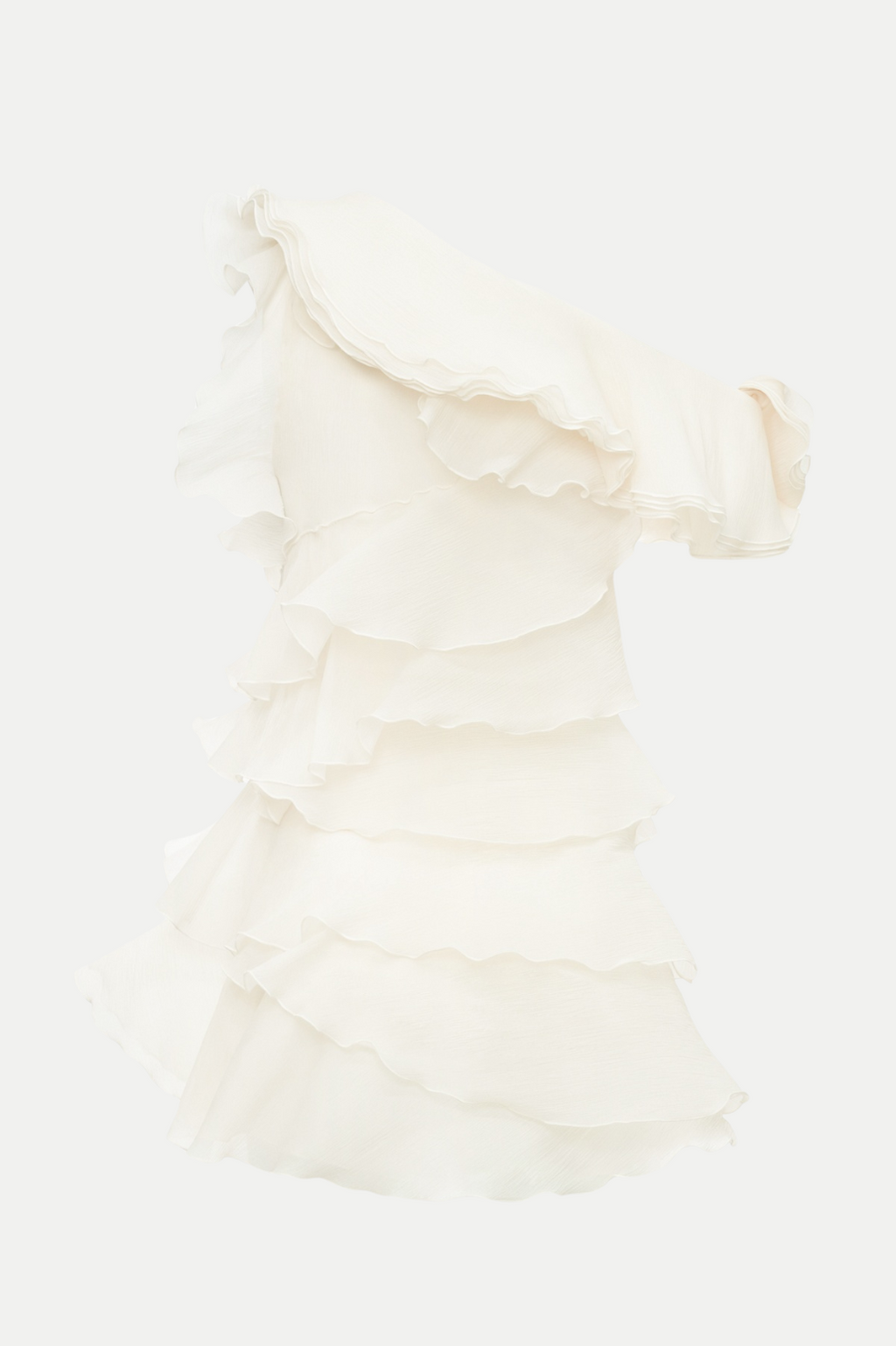 Flowering Girl Women Shelyn Flower One Shoulder Ruffle Mini Dress - Beige