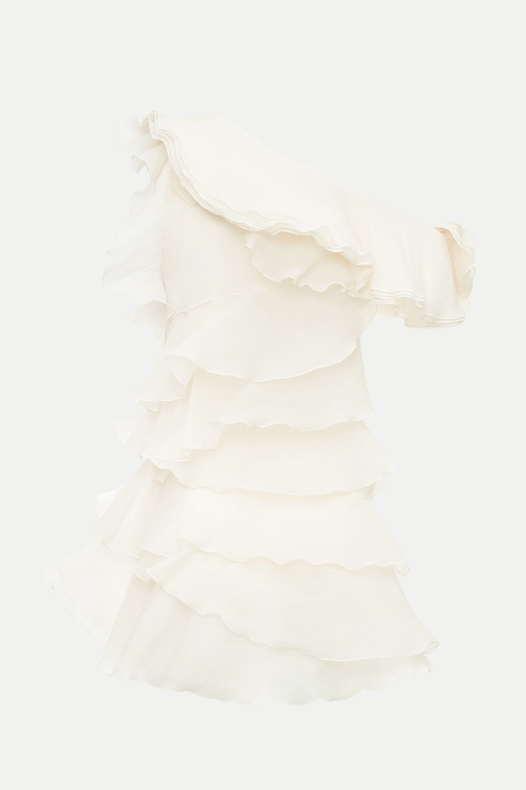 Flowering Girl Women Shelyn Flower One Shoulder Ruffle Mini Dress - Beige