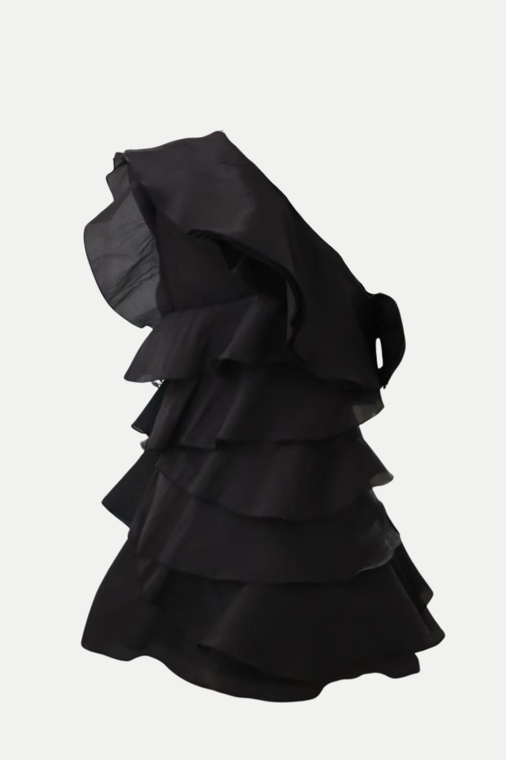 Flowering Girl Women Shelyn Flower One Shoulder Ruffle Mini Dress - Black