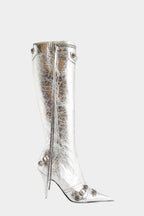 Flowering Girl Women Shilia Zip Knee-high Boots - Silver