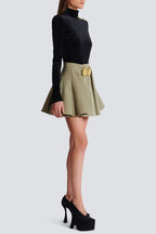 Flowering Girl Women Short Pleated Skirt In Grain De Poudre