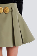 Flowering Girl Women Short Pleated Skirt In Grain De Poudre