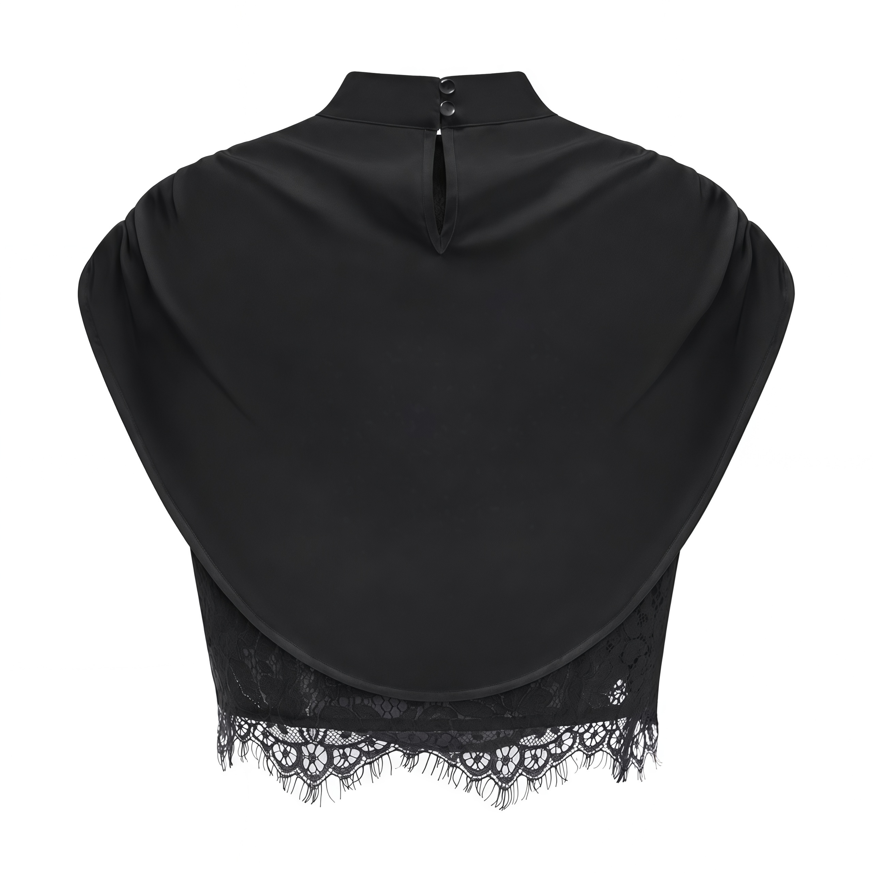 Flowering Girl Women Black Satin Draped Sleeveless Crop Top Lace Corset Ruched Mini Skirt Two-Piece Set