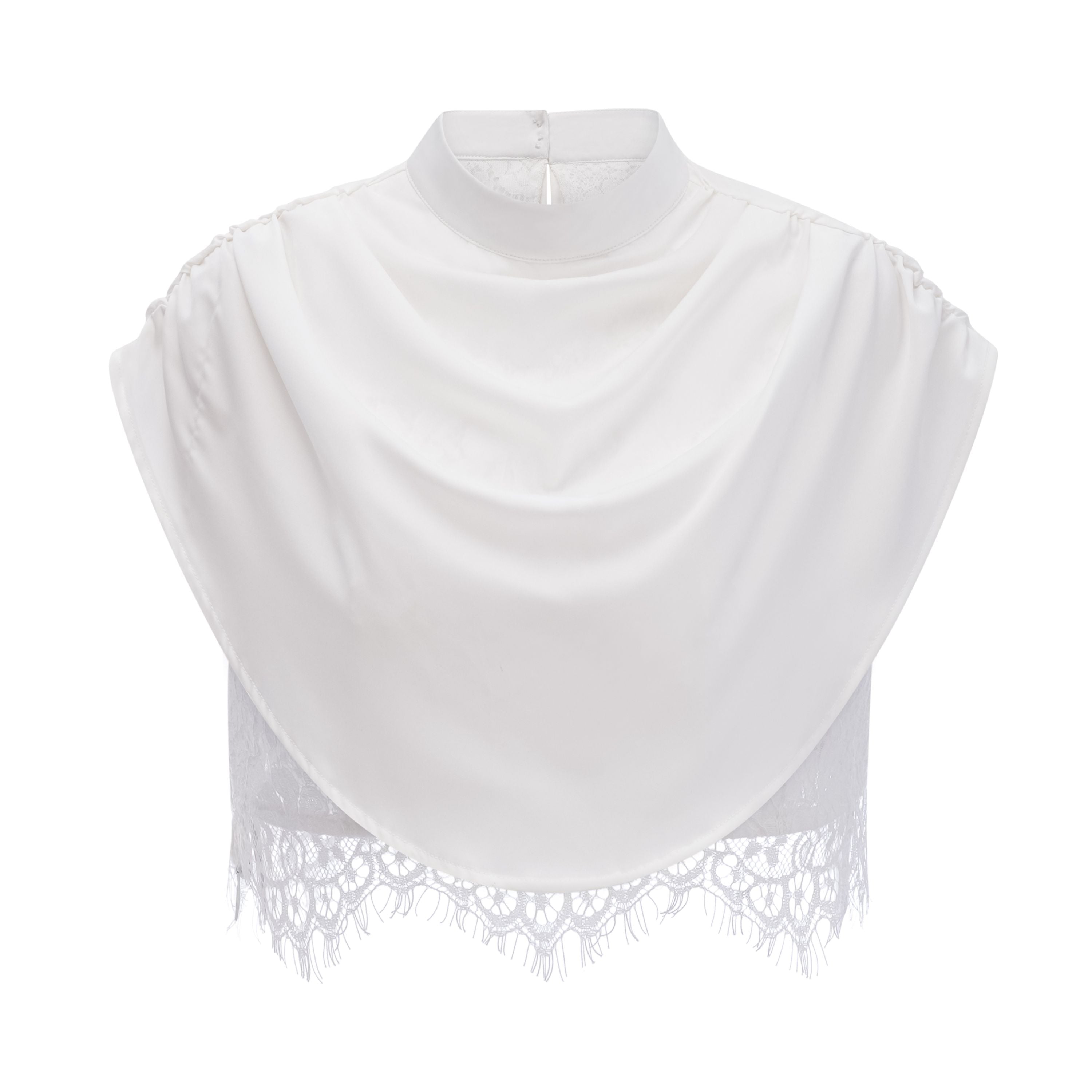 Flowering Girl Women Ivory Draped Satin Sleeveless Crop Top Lace Corset Ruched Mini Skirt Two-Piece Set