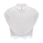 Flowering Girl Women Ivory Draped Satin Sleeveless Crop Top Lace Corset Ruched Mini Skirt Two-Piece Set