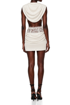 Flowering Girl Women Ivory Draped Satin Sleeveless Crop Top Lace Corset Ruched Mini Skirt Two-Piece Set