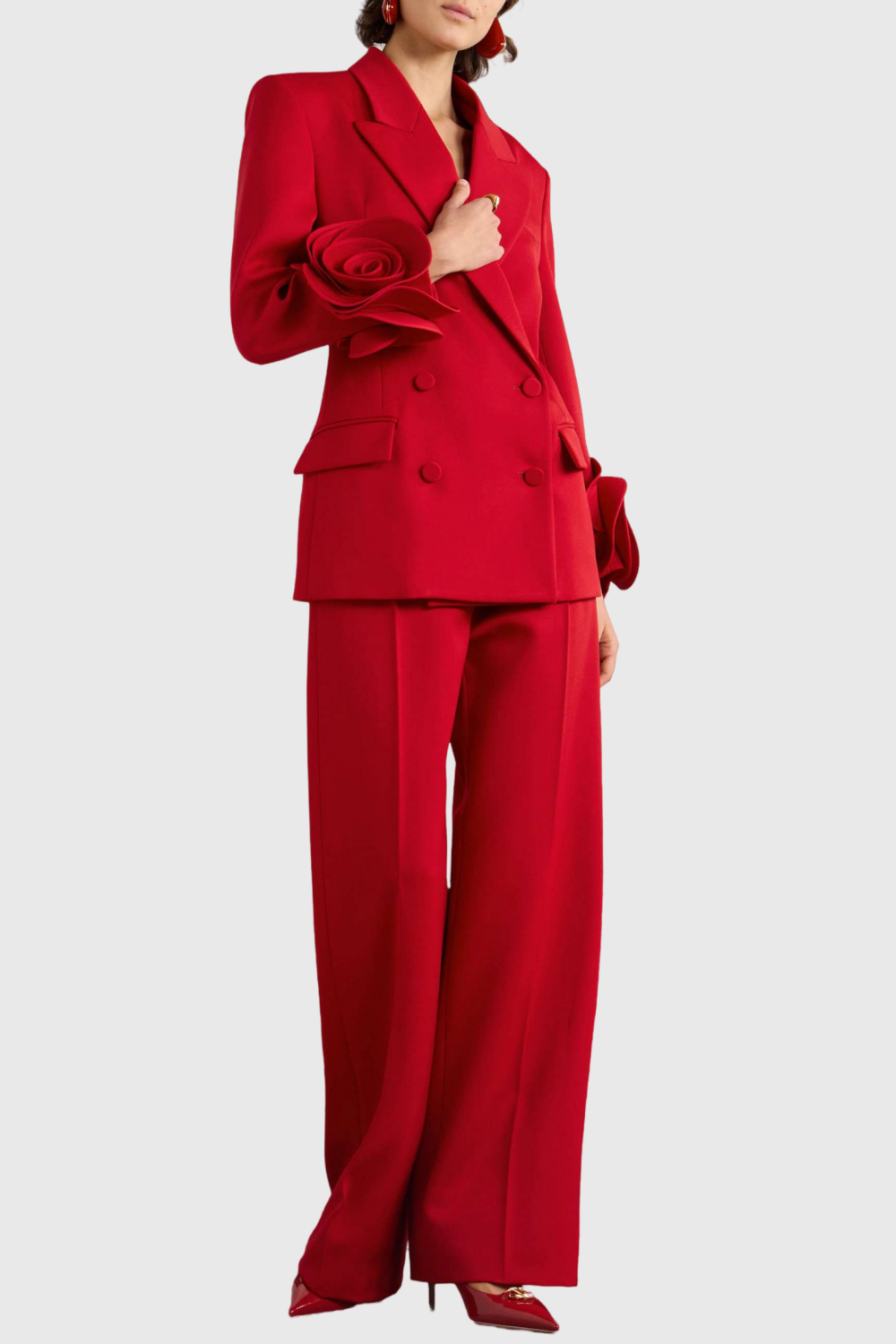 Flowering Girl Women Sophia Rose Appliqué Blazer - Red