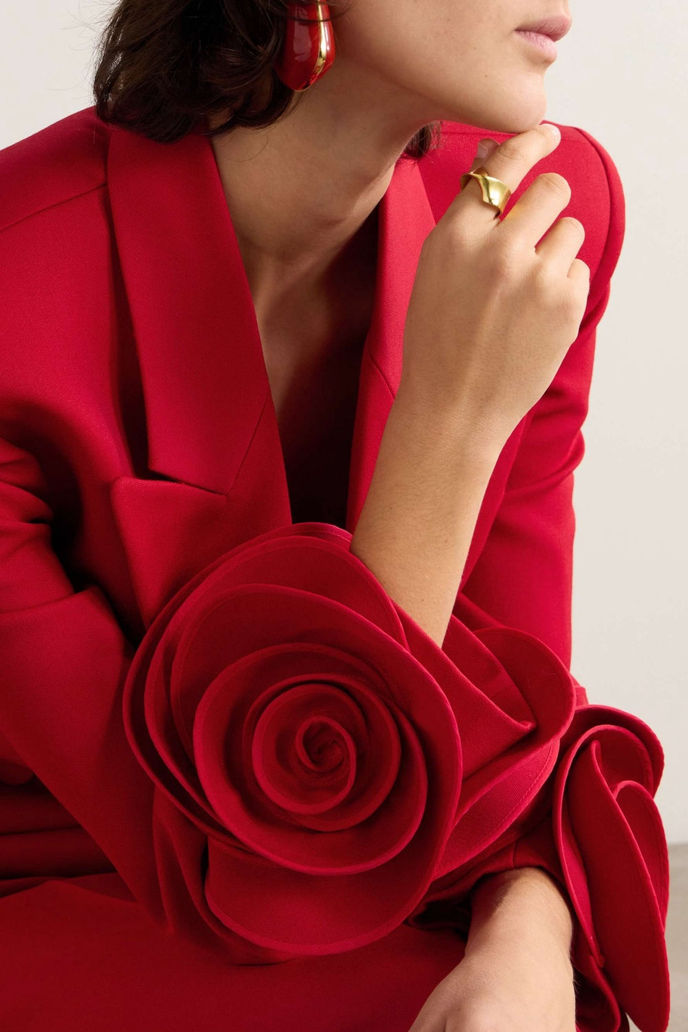 Flowering Girl Women Sophia Rose Appliqué Blazer in Red
