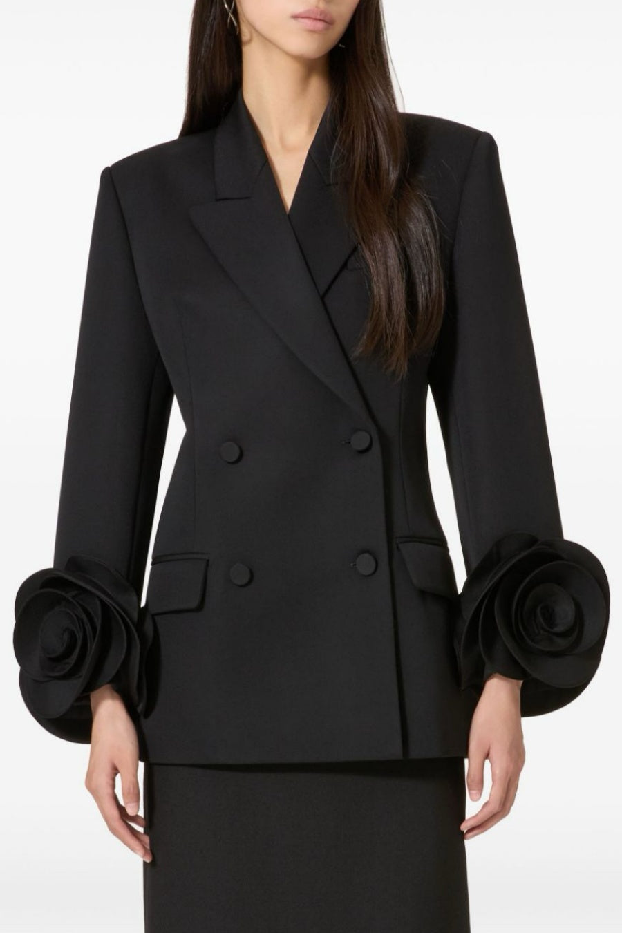 Flowering Girl Women Sophia Rose Appliqué Blazer in Black