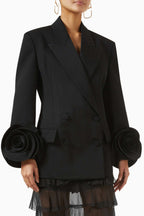 Flowering Girl Women Sophia Rose Appliqué Blazer in Black