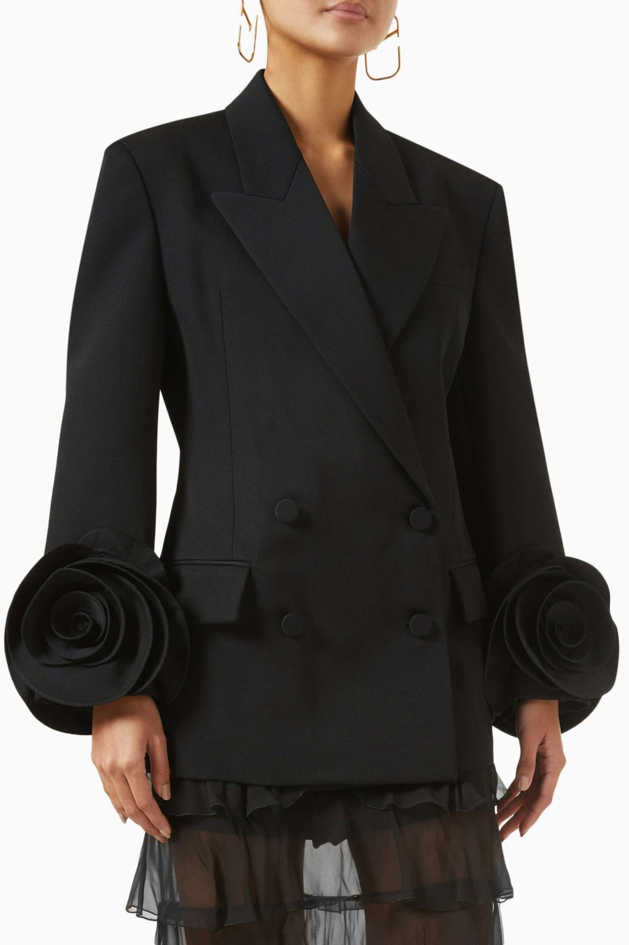 Flowering Girl Women Sophia Rose Appliqué Blazer in Black