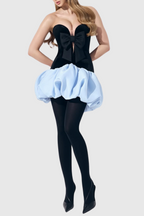 Flowering Girl Women Stanski Strapless Velvet Bow Puffy Satin Mini Dress