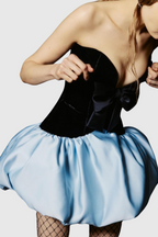 Flowering Girl Women Stanski Strapless Velvet Bow Puffy Satin Mini Dress
