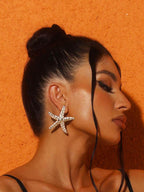 Flowering Girl Women Shepherd Starfish Earrings In Beige
