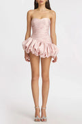 Flowering Girl Women Balloon Draped Strapless Mini Dress In Pink