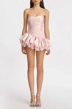 Flowering Girl Women Balloon Draped Strapless Mini Dress In Pink