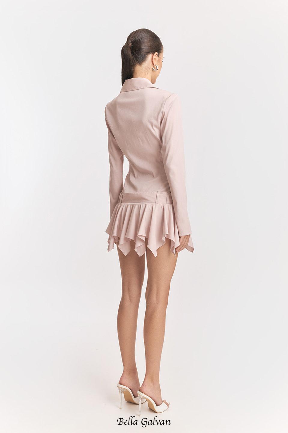 dinah Umbrella tail hem Shirt mini Dress in pink