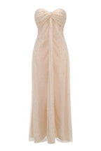 Flowering Girl Women Strapless Pearl Crystal Maxi Dress
