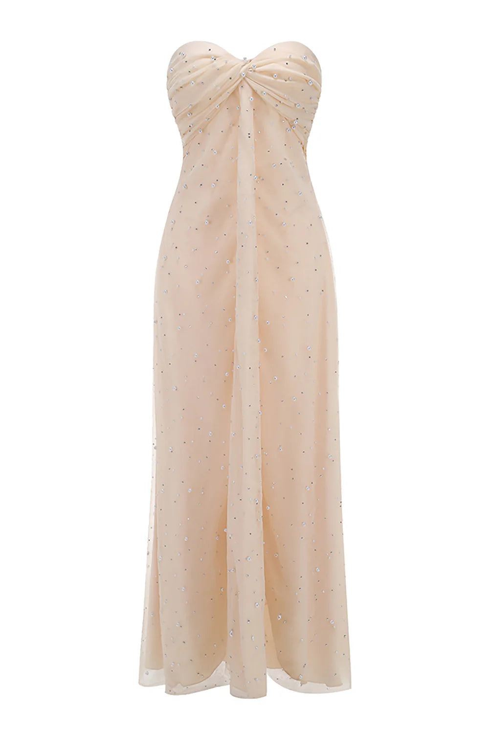 Flowering Girl Women Strapless Pearl Crystal Maxi Dress