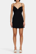 backless strap mini dress in black