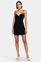 backless strap mini dress in black