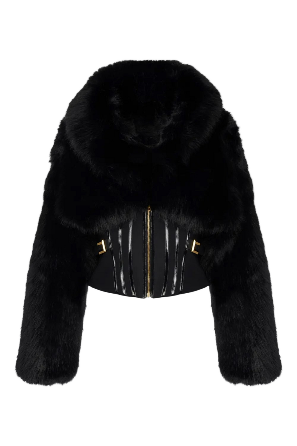 adelaide Faux Fur Corset Jacket in black