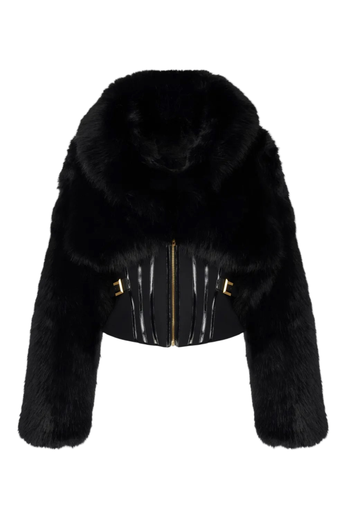 adelaide Faux Fur Corset Jacket in black