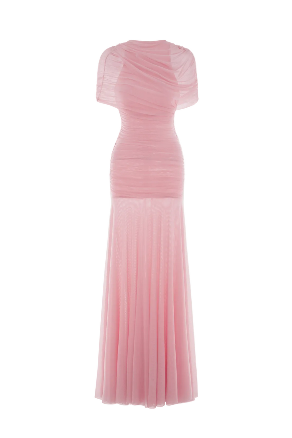 Suttoa Mesh Shawl Ruched Maxi Dress - Pink