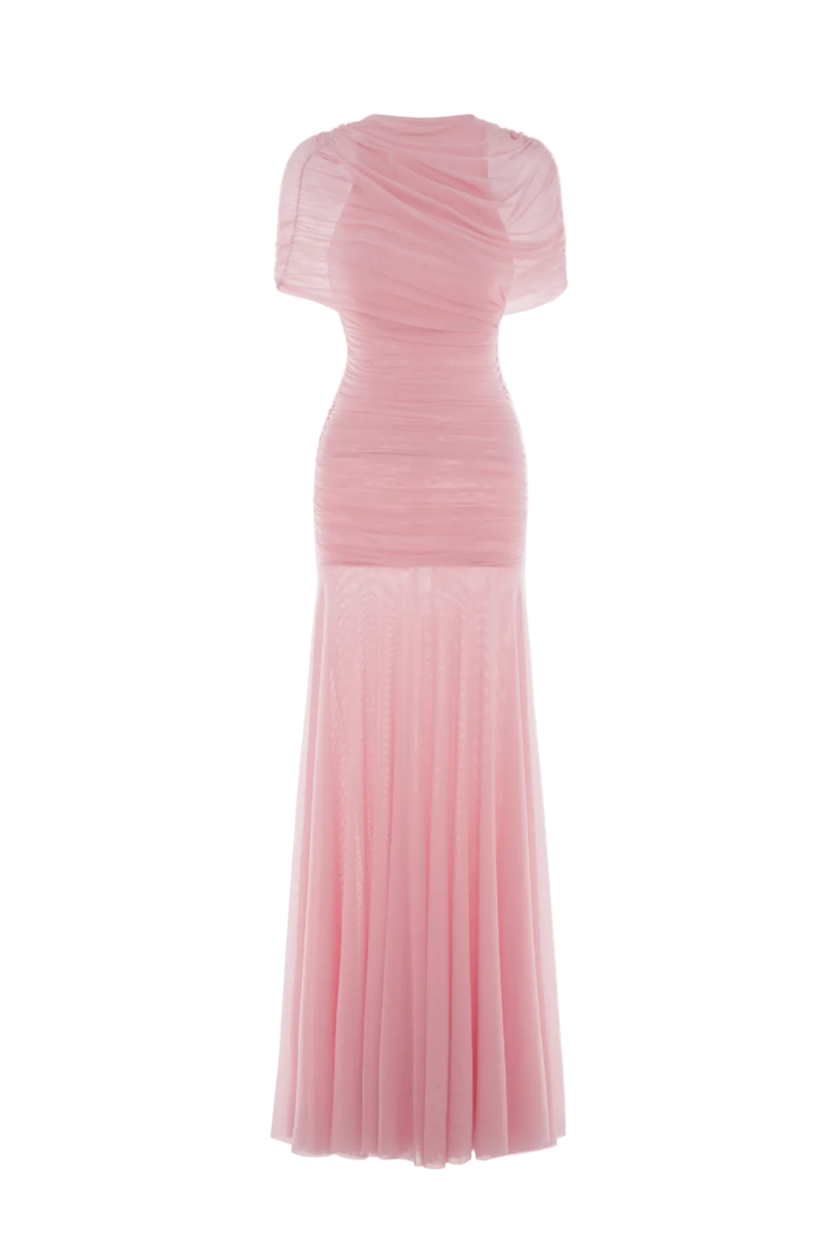 Suttoa Mesh Shawl Ruched Maxi Dress - Pink